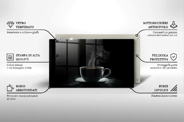 Tocător din sticlă ceașcă fierbinte de cafea