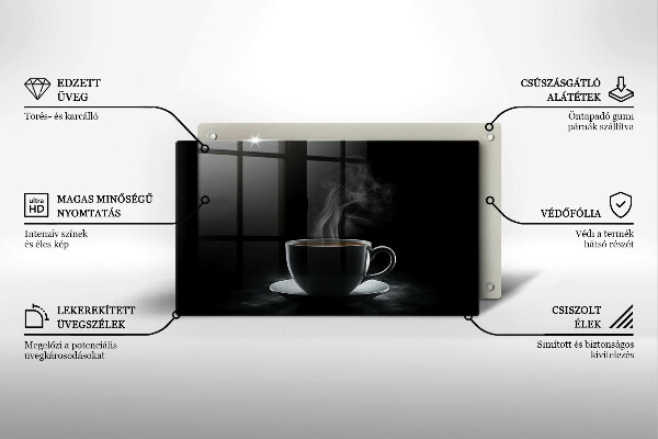 Tocător din sticlă ceașcă fierbinte de cafea