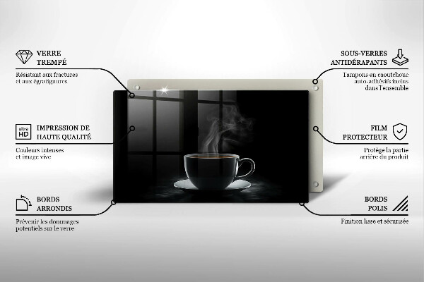 Tocător din sticlă ceașcă fierbinte de cafea