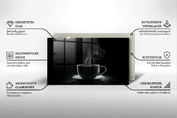 Tocător din sticlă ceașcă fierbinte de cafea