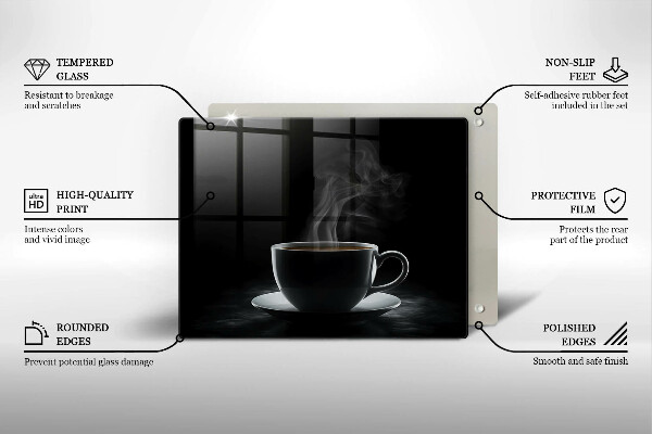 Tocător din sticlă ceașcă fierbinte de cafea