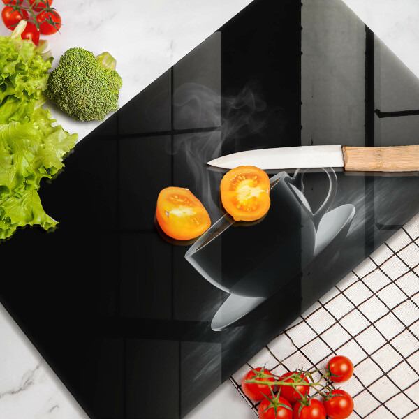 Tocător din sticlă ceașcă fierbinte de cafea