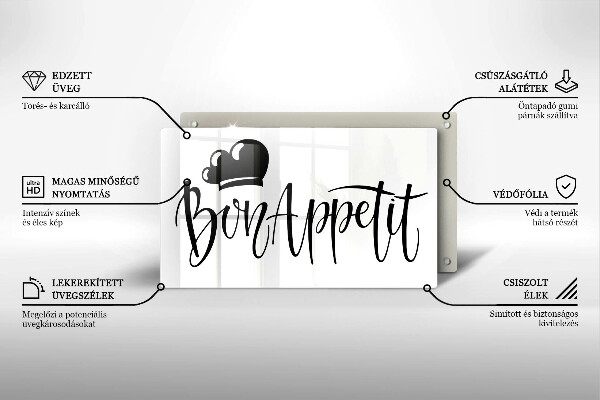 Tocător din sticlă Bon Appetit