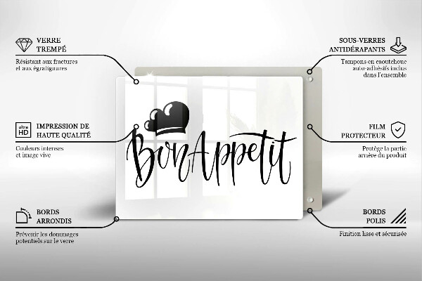 Tocător din sticlă Bon Appetit