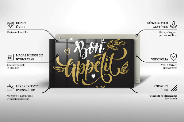 Tocător din sticlă Bon Appetit
