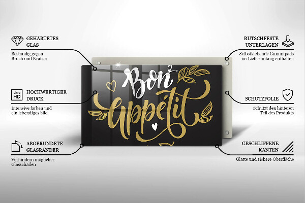 Tocător din sticlă Bon Appetit