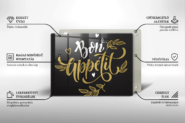 Tocător din sticlă Bon Appetit