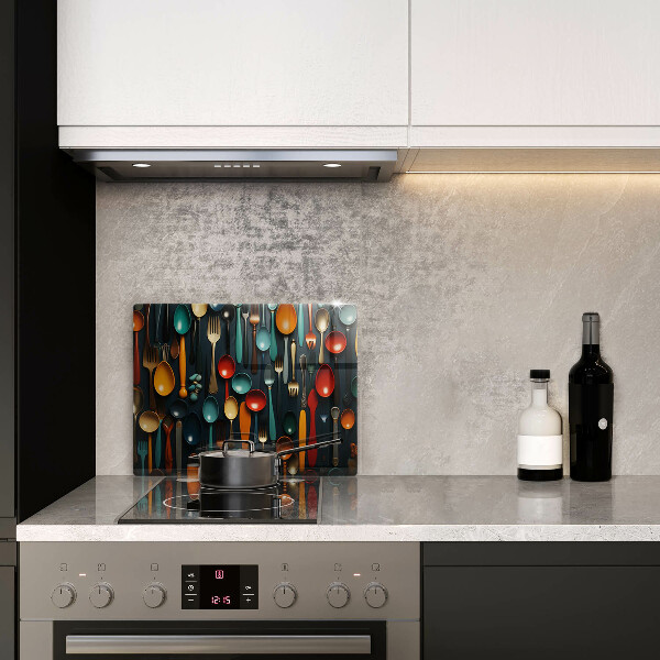 Tocător din sticlă Linguri și furculițe colorate