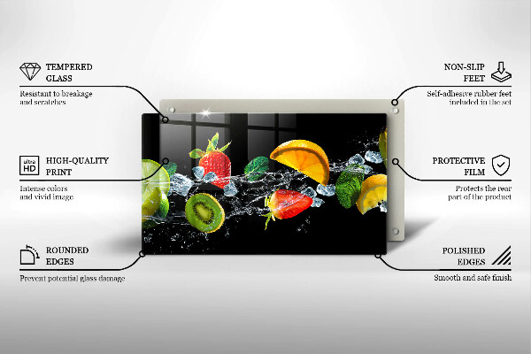 Tocător din sticlă Fructe în apă