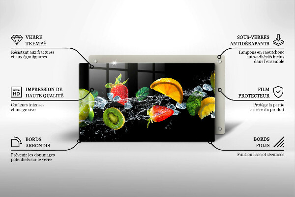 Tocător din sticlă Fructe în apă