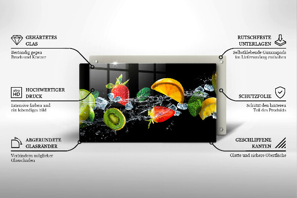 Tocător din sticlă Fructe în apă