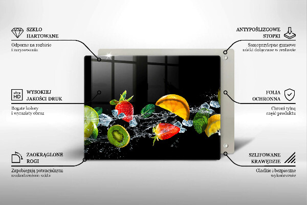 Tocător din sticlă Fructe în apă