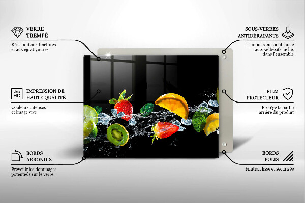 Tocător din sticlă Fructe în apă