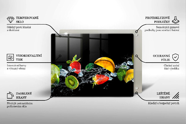 Tocător din sticlă Fructe în apă