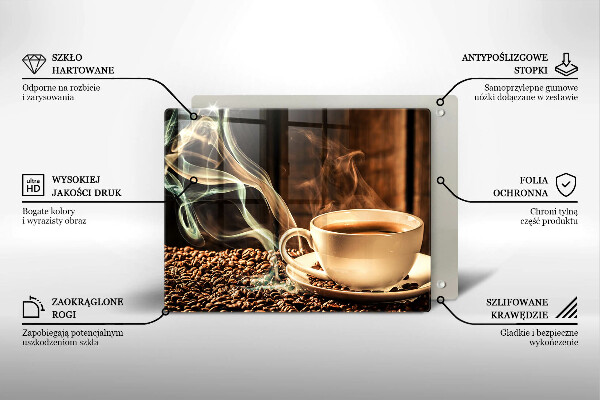 Tocător din sticlă ceașcă și boabe de cafea