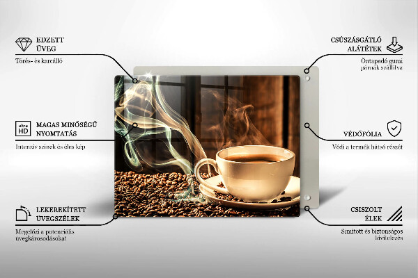 Tocător din sticlă ceașcă și boabe de cafea