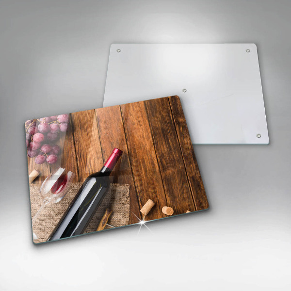 Tocător din sticlă O sticlă de vin roșu