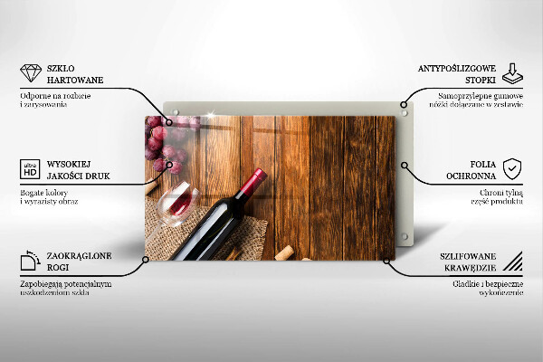 Tocător din sticlă O sticlă de vin roșu