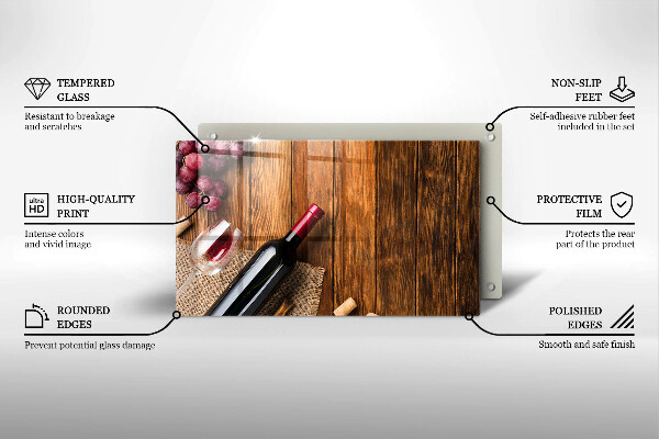 Tocător din sticlă O sticlă de vin roșu