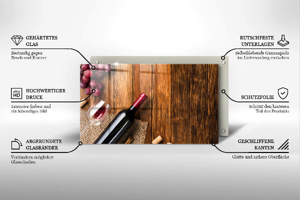 Tocător din sticlă O sticlă de vin roșu