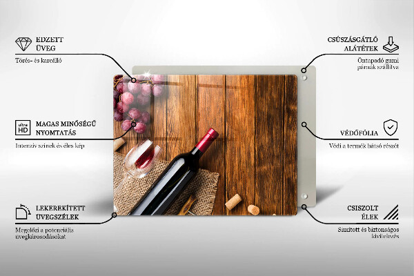 Tocător din sticlă O sticlă de vin roșu