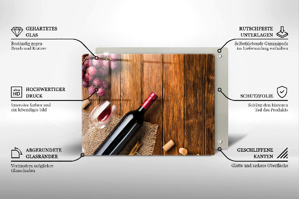 Tocător din sticlă O sticlă de vin roșu