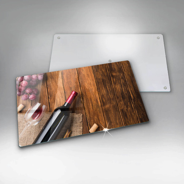 Tocător din sticlă O sticlă de vin roșu