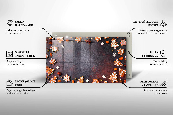 Tocător din sticlă Crăciun turtă dulce