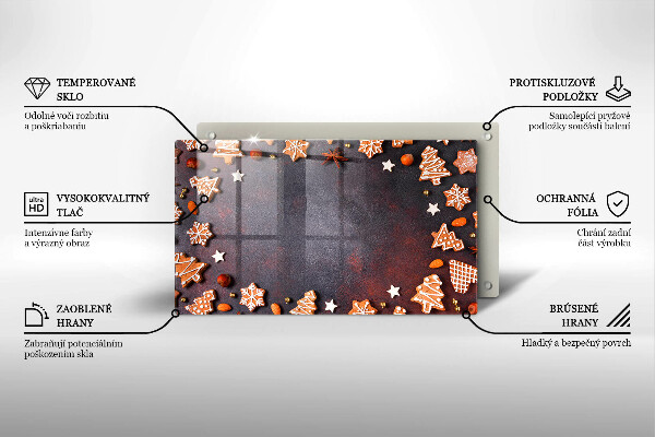 Tocător din sticlă Crăciun turtă dulce