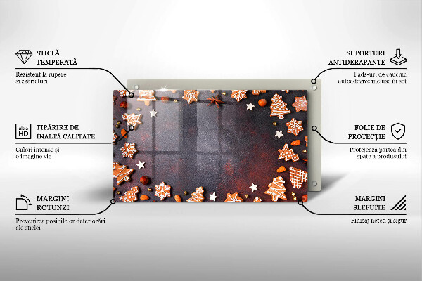 Tocător din sticlă Crăciun turtă dulce