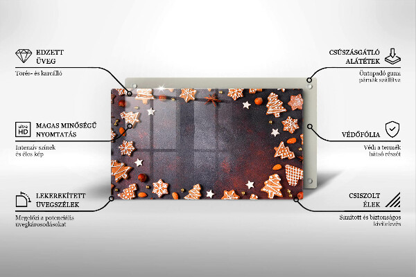 Tocător din sticlă Crăciun turtă dulce