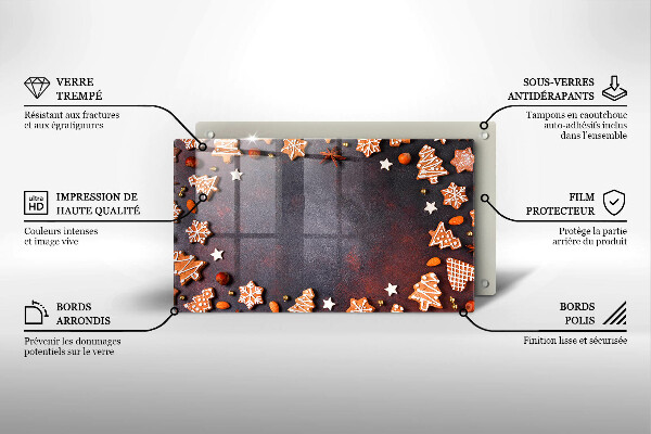 Tocător din sticlă Crăciun turtă dulce