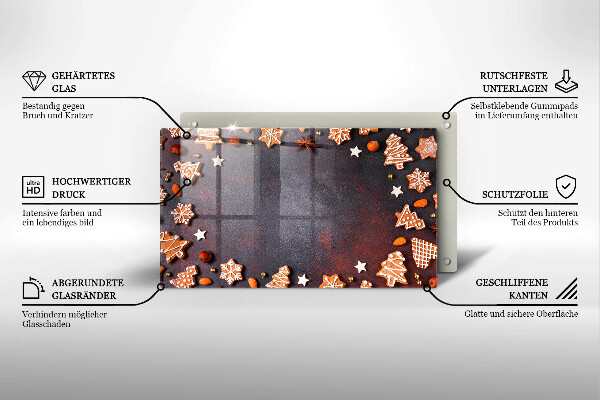Tocător din sticlă Crăciun turtă dulce
