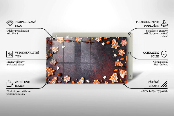 Tocător din sticlă Crăciun turtă dulce