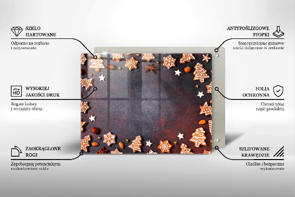 Tocător din sticlă Crăciun turtă dulce