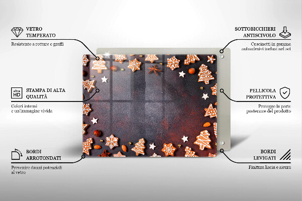 Tocător din sticlă Crăciun turtă dulce