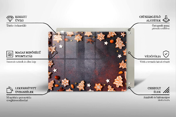 Tocător din sticlă Crăciun turtă dulce