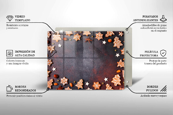 Tocător din sticlă Crăciun turtă dulce