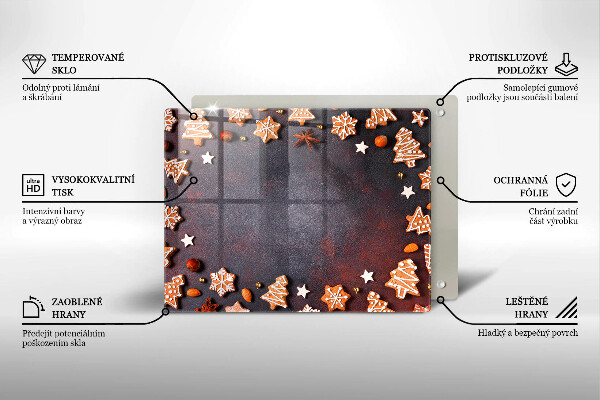 Tocător din sticlă Crăciun turtă dulce