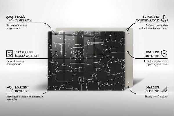 Tocător din sticlă Accesorii de bucătărie din desene animate