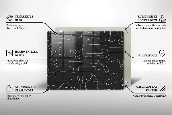 Tocător din sticlă Accesorii de bucătărie din desene animate