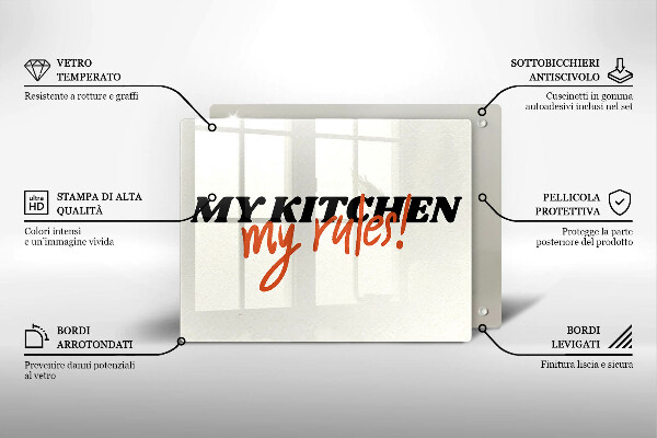 Tocător din sticlă My kitchen my rules