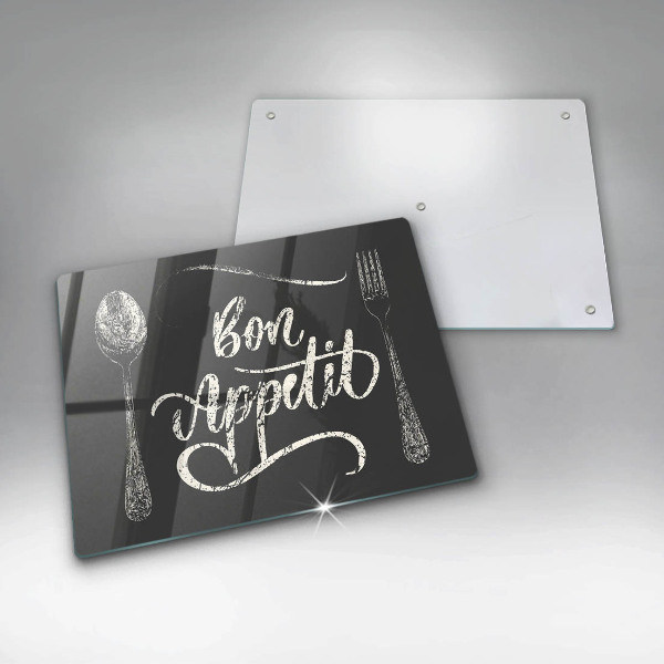 Tocător din sticlă Inscripție Bon appetit
