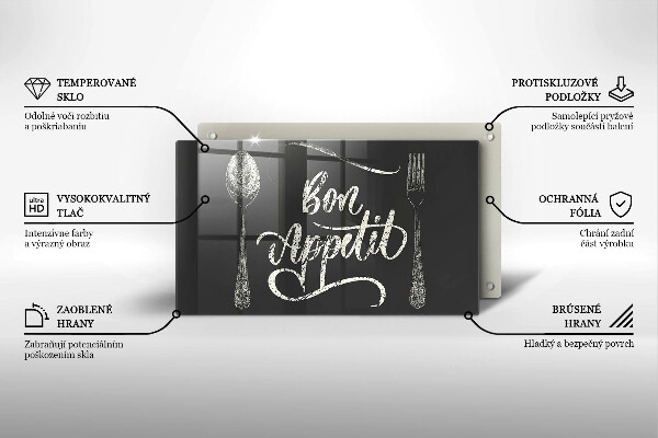 Tocător din sticlă Inscripție Bon appetit