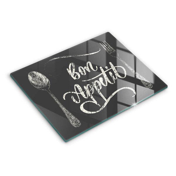 Tocător din sticlă Inscripție Bon appetit