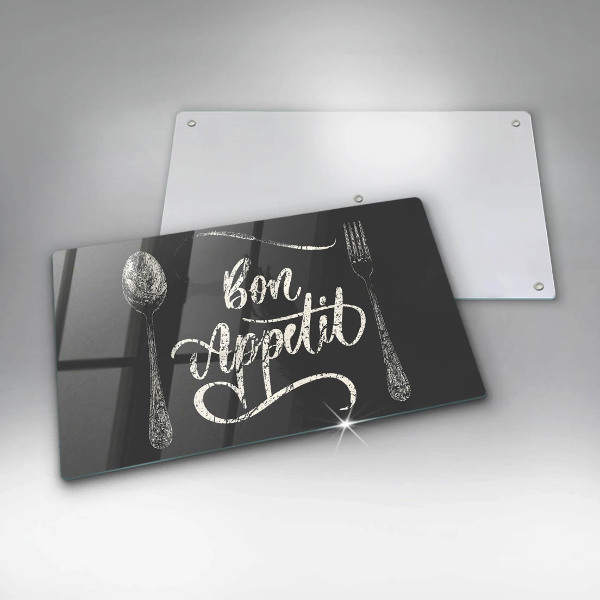 Tocător din sticlă Inscripție Bon appetit