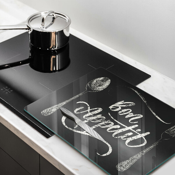 Tocător din sticlă Inscripție Bon appetit