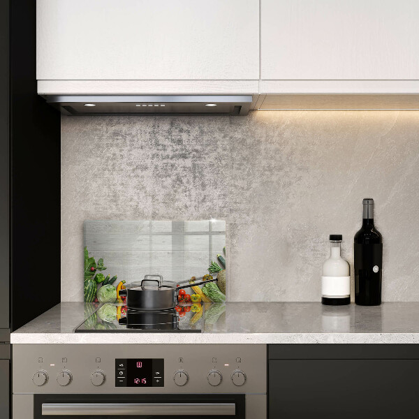 Tocător din sticlă Legume pe scânduri