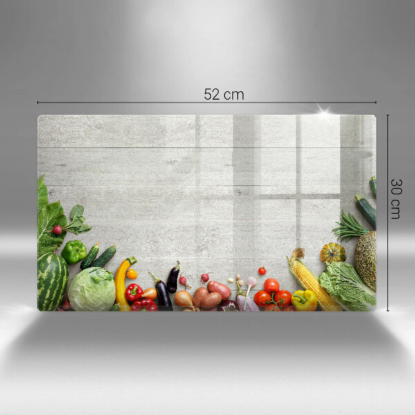 Tocător din sticlă Legume pe scânduri