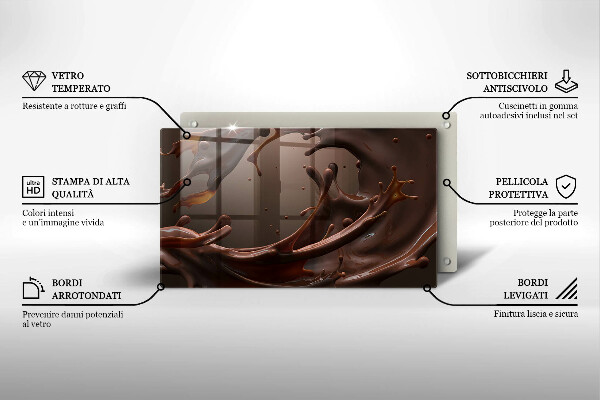 Tocător din sticlă Ciocolata lichida